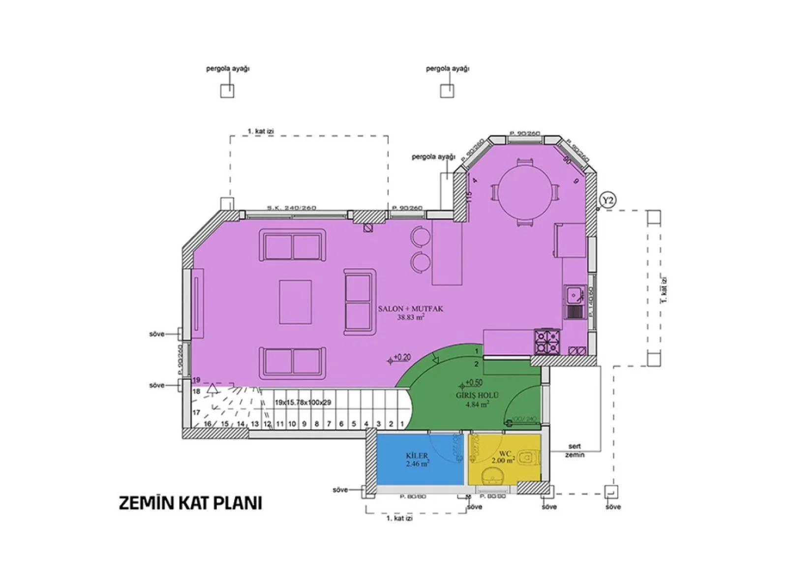 3+1 Dubleks Villa kat planı 1