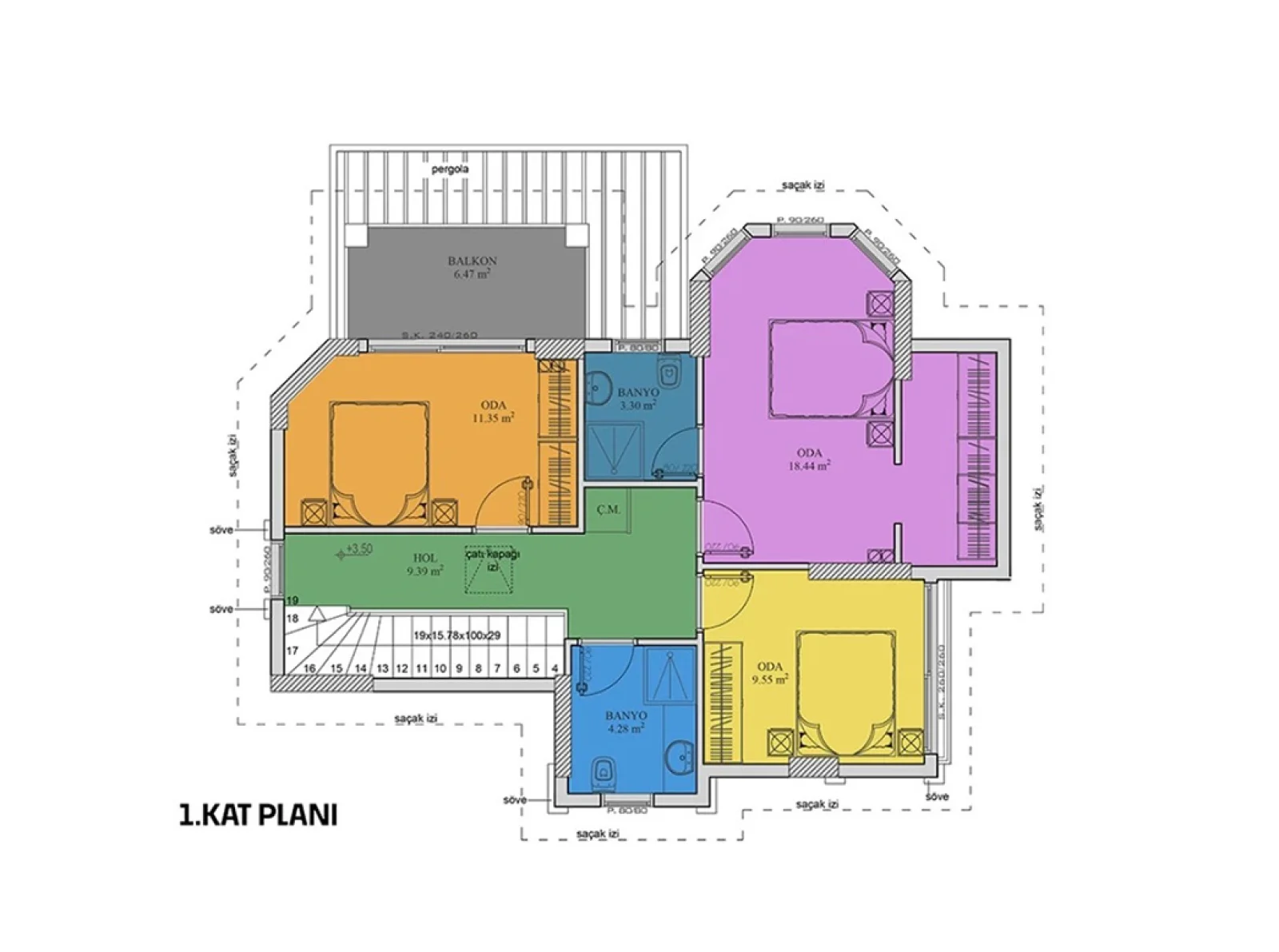 3+1 Dubleks Villa kat planı 2